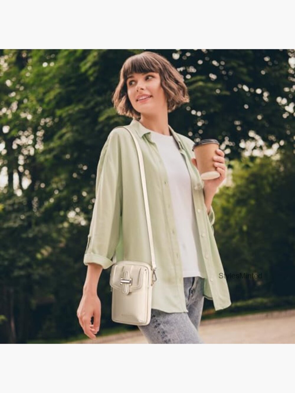Small Vegan Leather Crossbody Bag with RFID Phone Pocket - Picture 2 of 7